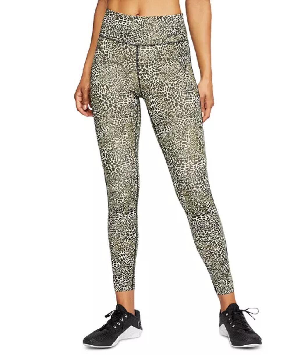 Nike One Tight Fit Leopard Print Dri-Fit Mid Rise Athleisure Leggings MEDIUM